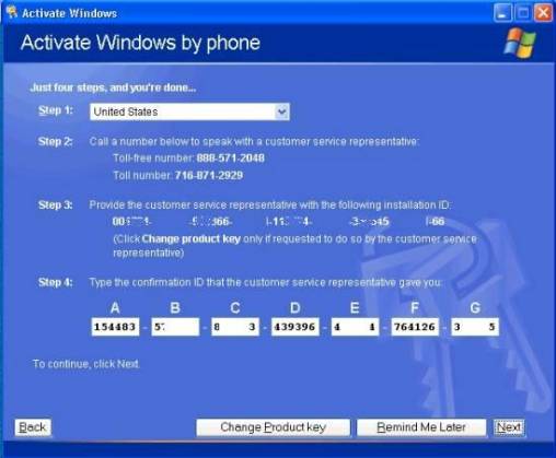 windows xp activation key
